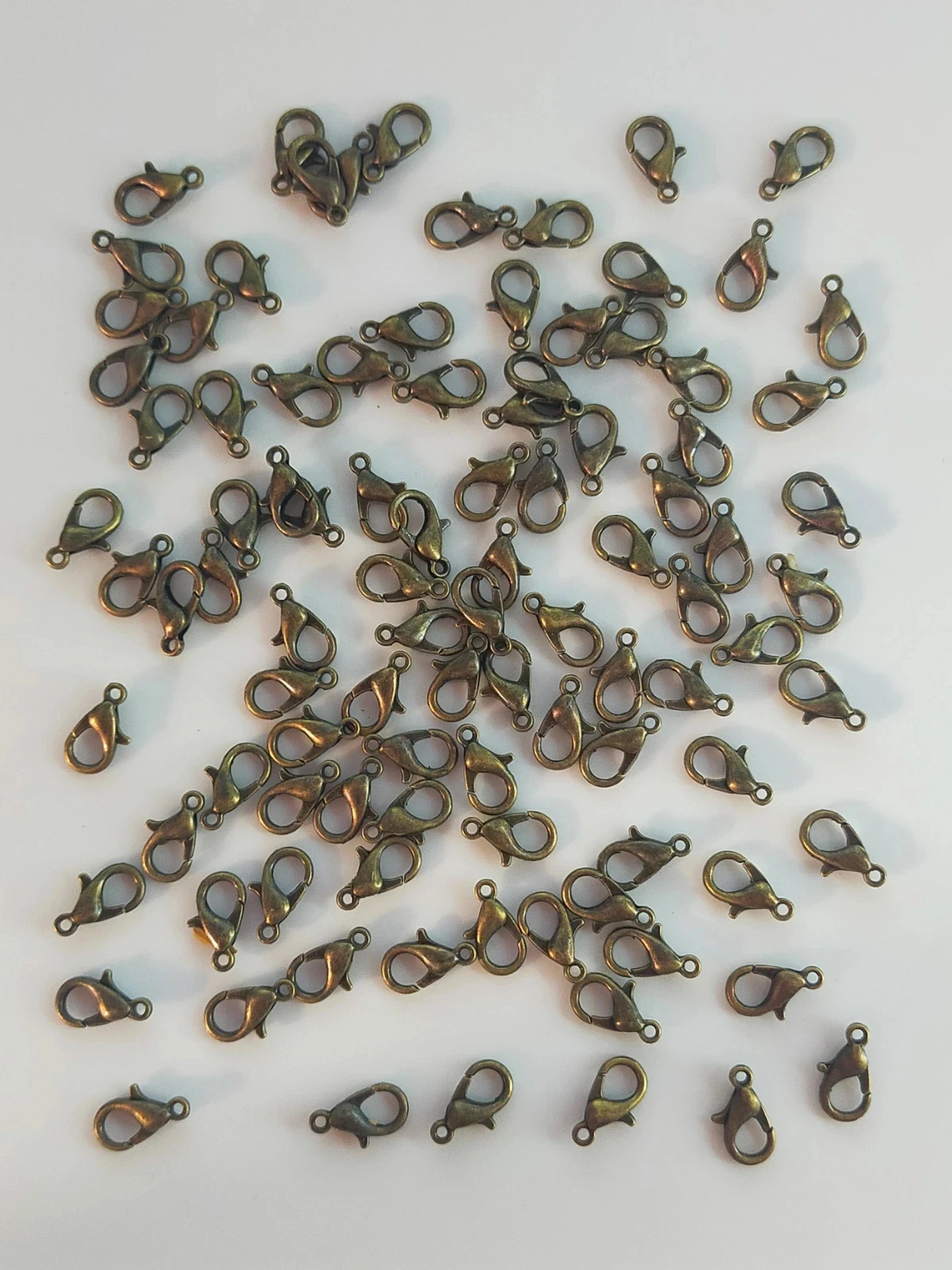 100 fermoirs mousquetons 12mm bronze lot n°6004